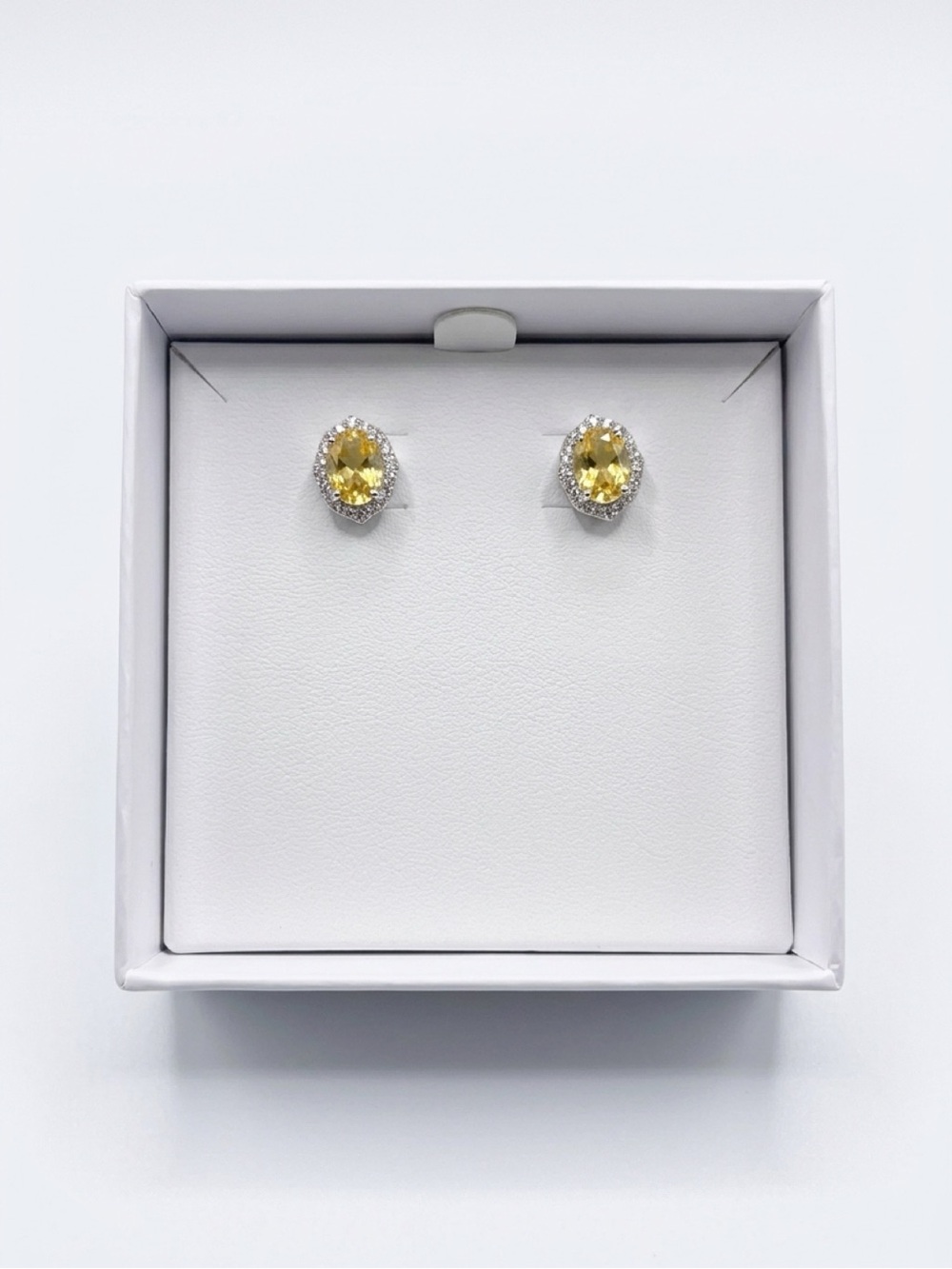 Bomb Party Earring Bomb Lemon Drop Citrine Halo Studs .925 Sterling Silver Boxed